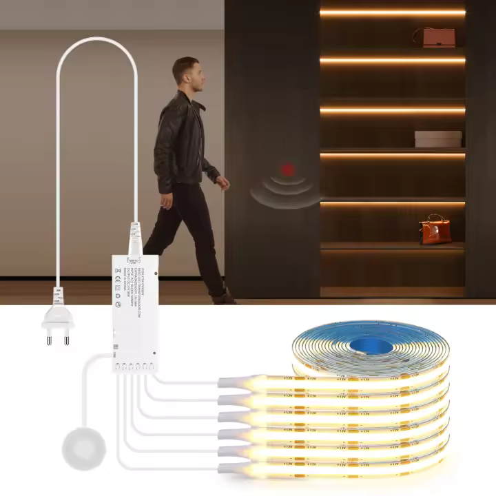 Tira De Luces LED COB DC12V Con Sensor De Movimiento Penetrable Para Madera Ideal Para Armario Estante Pantry Iluminación Subyacente De Gabinete - 1