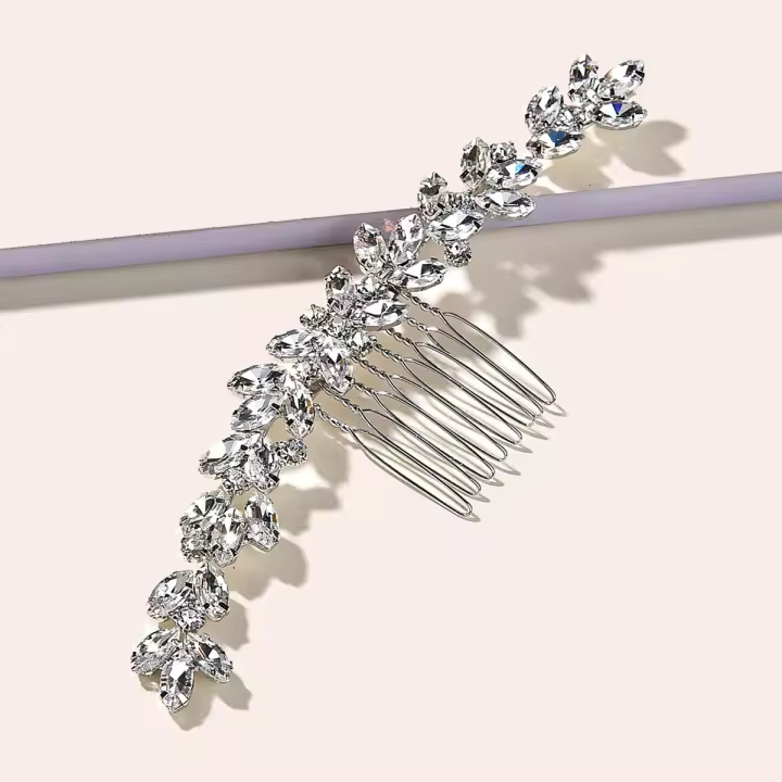 Peine Para El Cabello De Mujer Clásico Con Cristales Y Trenzado En Rotura De Rama De Bambú Para Estilizar El Cabello En Boda Y Accesorios De Moda - 1