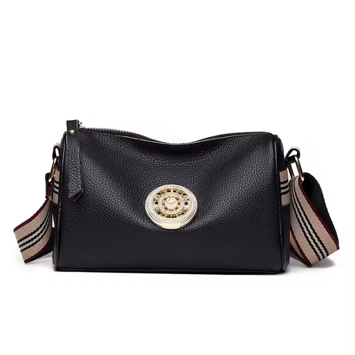 Bolso de mujer de Piel Auténtica, Modern Bolso bandolera de un solo hombro, Primera capa de Piel de Vaca, Bolso de almohada, Bolso de Hombre ancho para Mujer - 1