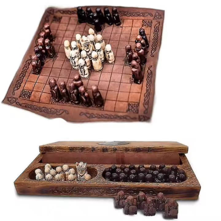 Board Game, Viking Chess Set, Wooden Chess Set, Adult/child Travel Set With Wooden Box - 1