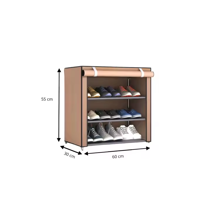 LUTODY - Zapatero Organizador de zapatos de tela textil, Auxiliar compacto de varios niveles, vertical, tubo de metal plegable - Vestidor portátil para recibidor, entrada, sala de estar, salón - Ligero y resistente - 1