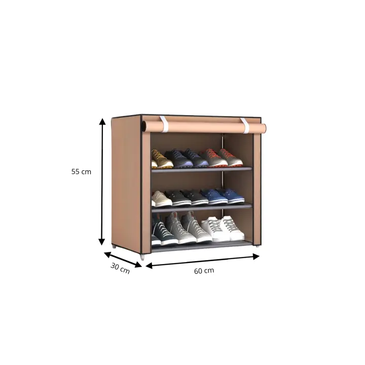 LUTODY - Zapatero Organizador de zapatos de tela textil, Auxiliar compacto de varios niveles, vertical, tubo de metal plegable - Vestidor portátil para recibidor, entrada, sala de estar, salón - Ligero y resistente - 1