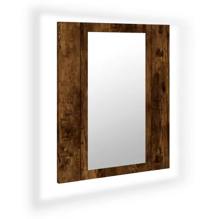 ¿Armario de BA? O WITH Espejo LED Madera Roble Ahumado 40x12x45 cm - 1