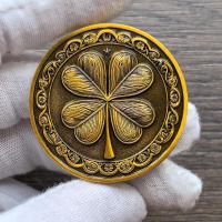 Moneda De La Suerte Con Águila Y Rueda De La Fortuna Diseño Elegante De 4 Hojas De Clover Metálica Para Regalos Únicos - details 3