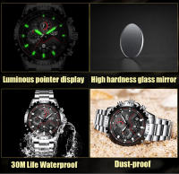 Reloj De Hombre LIGE Con Dial Azul Y Correa De Acero Inoxidable Resistente Al Agua Y Al Choque Con Fecha Y Manos Luminosas Reloj De Moda Y Casual Para Negocios - details 4