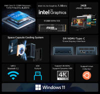Mini PC BMAX B9 Plus, Intel Core i5-1250P 12 núcleos, 24GB RAM LPDDR5 512GB SSD, DP+HDMI+Type-C con pantalla 4K, Windows 11, Dynamic HDR, WiFi 6, Bluetooth 5.2, 2*USB 3.2, 2*USB 2.0, 1*RJ45, For Business and Daily Use - details 0