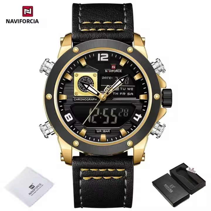 Reloj De Pulsera Digital Y Analógico NAVIFORCE NF9236 Para Hombre Dual Display Reloj Militar De Lujo Impermeable Deportivo Casual Con Pantalla LED Y Alarmas - 1