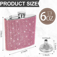 Botella De Whisky De 6oz De Acero Inoxidable Con Diamantes Brillantes Funel Y Vaso Para Vino Viaje Botella De Alcohol Para Bebida Adulta De Alta Calidad - details 3