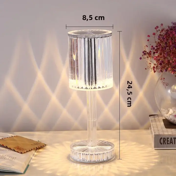 Lámpara De Mesa LED Con Cristal De Diamante Proyección Decorativa Luz Nocturna Para Dormitorio Lámpara De Barra Iluminación Fijación - 1