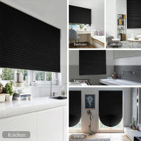 Cortina De Ventana De Plegado Negro Para Sala De Estar Y Baño Sin Perforar Adhesiva Cortina De PVC Decorativa Y Ocasión De Iluminación - details 6