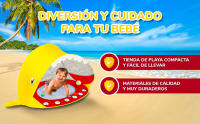 DeFieltro Tienda Playa Bebe UV 50 Protectora - Cortavientos Playa de Tiburón Divertido con Piscina - Carpa Playa Bebe Plegable y Visible - Iglu con Sombrilla y Paravientos - Fácil Instalación - details 1