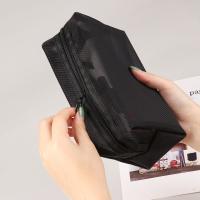 Bolsa De Maquillaje Para Viaje Negra Con Malla Y Cierre De Cremallera Organizador De Cosméticos Para Mujeres Bolsa De Lavado De Artículos De Higiene Personal - details 3