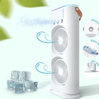 Ventilador de mesa portátil para aire acondicionado, ventilador oscilante de doble cabezal con opción de 3 velocidades, circulación de aire dual, oscilación de 90°, ventilador de mesa silencioso personal para dormitorio, oficina en casa - details 1