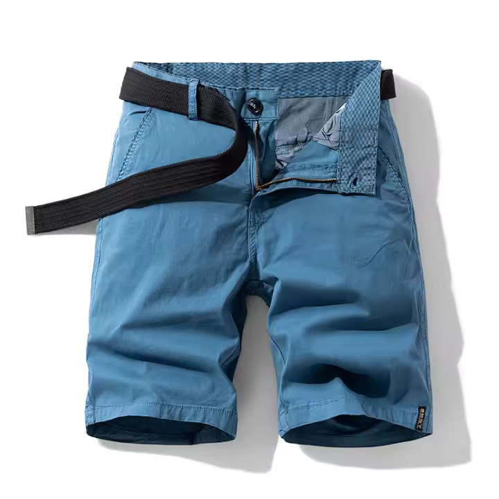 Shorts Casuales Para Hombres Algodón Puro Estilo Recto Moda Verano Pantalones Deportivos Trabajo Cinco Puntos Caballo - 1