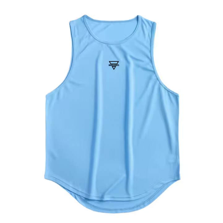 Summer Men Casual Fashion Sleeveless Elastic Tank Top Gym Bodybuilding Fitness Quick Dry Breathable Training Basketball T-shirt - 1