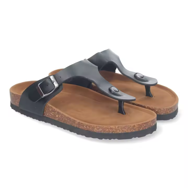 PuntoSalao Sandalias planas bio cómodas esclava para mujer color negro YF-89 - 1