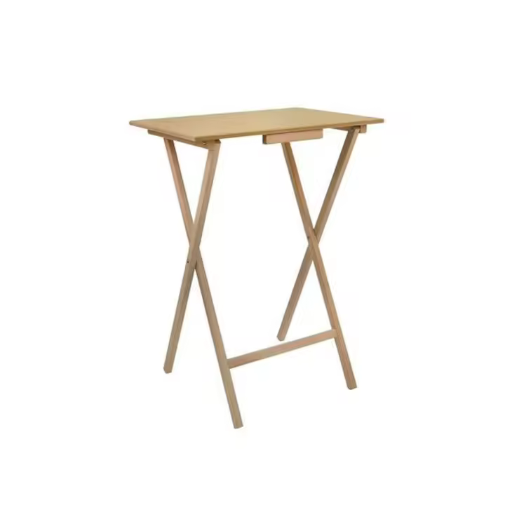 Wellhome Mesita Auxiliar Rectangular Plegable de Madera de Haya Sin Barniz - 48x35x64 Cm - 1
