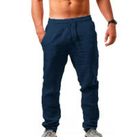 Pantalones Casuales Para Hombre Talla Grande Con Cierre Elástico Y Cordón Verano Primavera Transpirables De Algodón Pantalones De Fitness De Corte Regular Hasta La Rodilla - details 4