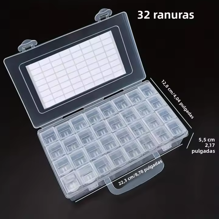 Caja De Almacenamiento De Joyería Y Perlas Para Pintura Diamante DIY Organizador De Accesorios De Joyería De Plástico Con 32/40/42/48/56/64 Slots - 1