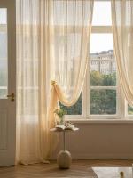 1PC Cortinas De Tules Voile Estilo Boho Japonés Para Decoración De Sala De Estar Beige Geométricas Vintage Transparentes Con Bolsa Para Rodamiento - details 0