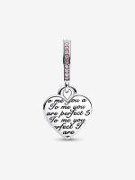 Pandora - Charm Colgante Doble de corazón infinito en dos tonos - Plata de Lei, Baño de Oro Rosa de 14 K - details 0