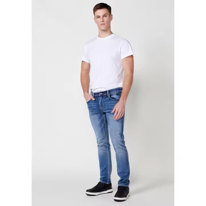 Pantalón Koroshi slim fit con cinco bolsillos y una caja de cerillas azul para hombre - 1