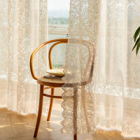 Cortina De Encaje Blanca Con Bordado Floral Transparente Para Sala De Estar Decoración De Ventanas Y Puertas Estilo Romántico Y Lindo - details 5
