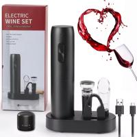 Sacacorcho Electrico recargable Juego de regalo, Abridor de vino Electrico WITH BASE DE Carga,Tapón de vacío de silicona - details 0