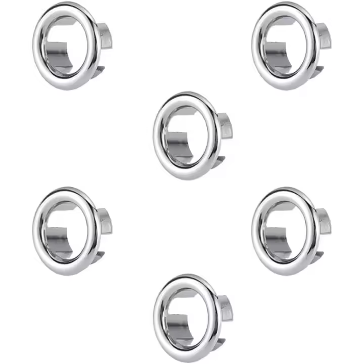 Sink Overflow Ring, 6 PCS Sink Hole Replacement Overflow Hole, Round Basin Overflow Trim, Sink Hole Cap Cover Insert in Hole - 1