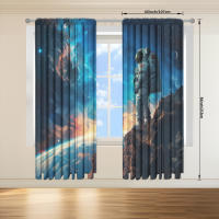 2pcs Cortina Astronauta Impresión Para Decoración De Hogar Tratamiento De Ventana Para Dormitorio Oficina Cocina Sala De Estar Y Estudio - details 14
