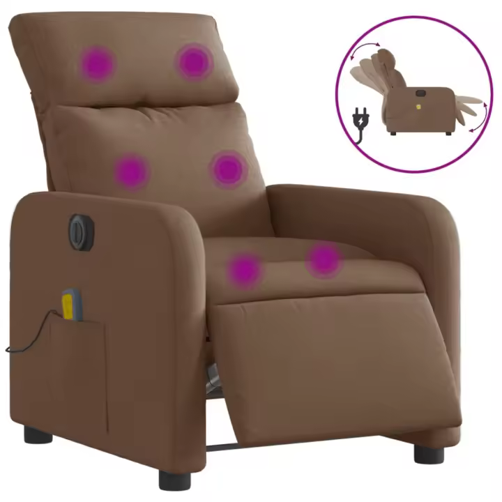 vidaXL Sillón reclinable de masaje eléctrico tela Gris claro, Gris oscuro, Negro Sillon Dormitorio Sillon Comodos Silla Relax Sillón Sofá - 1