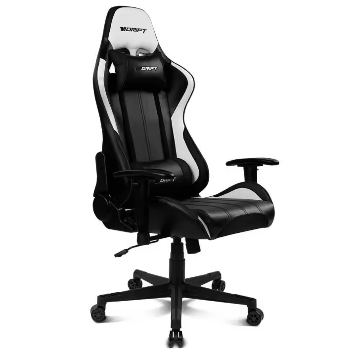 DRIFT DR175CARBON- Silla Gaming Profesional, Polipiel, reposabrazos Ajustables 2D, Piston Clase 4, giratoria, Mecanismo de Mariposa, cojin Lumbar y Cervical, Acabado Fibra de Carbono, Negro/Blanco - 1