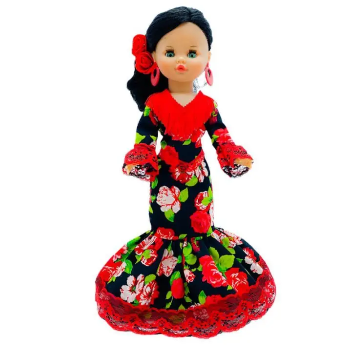 Folk Artesanía Muñeca Colección Sintra Original 40 Cm Vinilo Vestido Flamenca Andaluza - 1