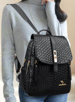 Mochila De Cuero Para Mujer LANYIBAIGE Estilo Vintage Casual Día Escuela Bolsa De Mano Negra Con Cierre De Cremallera - details 6