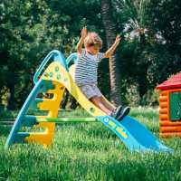 INJUSA - Tobogán Infantil My First Slide | Tobogán para Niños de 2 a 6 Años | Tobogán Exterior con Decoración Permanente e Impermeable | Convertible en Tobogán Acuático | Fabricado en Plástico de Alta Calidad y Resistencia | Color Azul y Amarillo - details 1