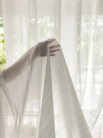 Cortina Blanca Sencilla Y Transparente Con Patrón Geométrico Estilo Bohemio Japonés Para Decoración De Habitaciones Con Bolso De Percha - details 6