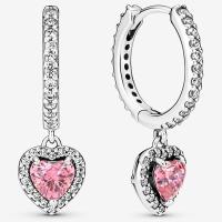 Pandora Pendientes de Ano en Plata de Leyes Corazón de Halo Abrazo Brillante 291445C01,Incluye Caja Original - details 0