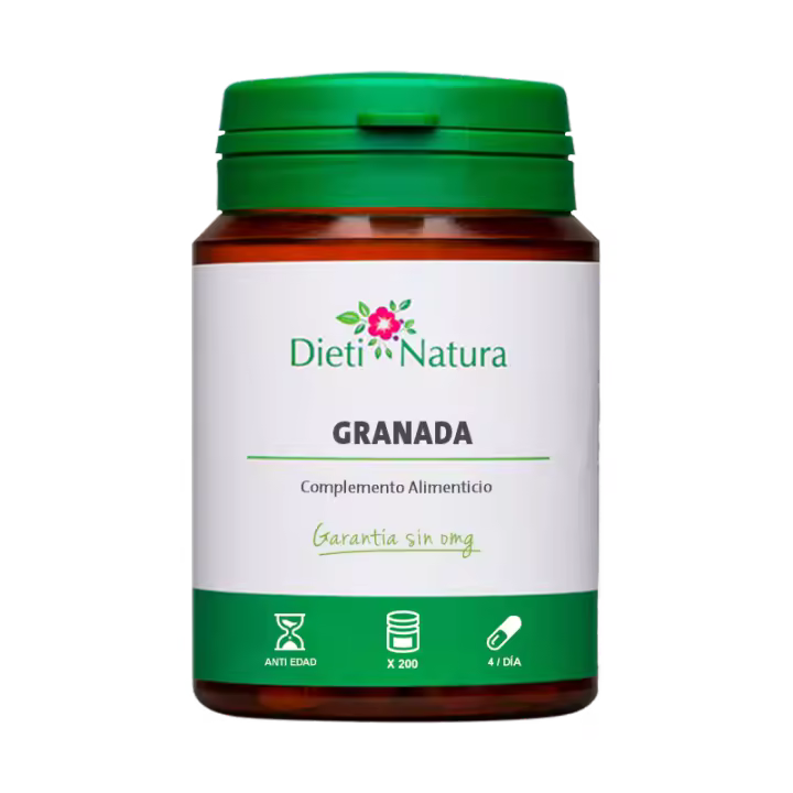 Dieti Natura Granada 200 Cápsulas - Antioxidante con Vitamina C, Polifenoles y Ácido Fólico - Fortalece las Defensas y el Organismo - 1