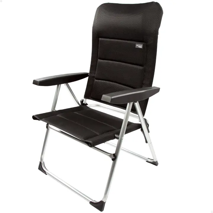 Aktive - Silla Plegable Acolchada Premium, color negra, para exterior, medidas 49x59x105 cm, de aluminio, antivuelco, Peso máx 110 kg - 1