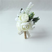 Corsage Rustico Para Novio Y Llavero De Boda Blanco Con Rosa Eucalipto Hiedra Orchidaya Berries Gypsophila Accesorios De Vestimenta Para Bodas Cumpleaños Y Decoración Personal - details 1
