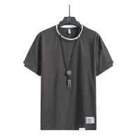 Camiseta De Algodón Puro Para Hombre Estampado Casual De Verano Sin Capucha Manga Corta Trendy Inner Wear Marca - details 2