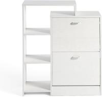 Zapatero con Estantería | 2 Puertas Oscilantes | 4 Baldas para 20 Zapatos | Diseño Minimalista | Madera Aglomerado | Blanco | 2 Cajones - details 1