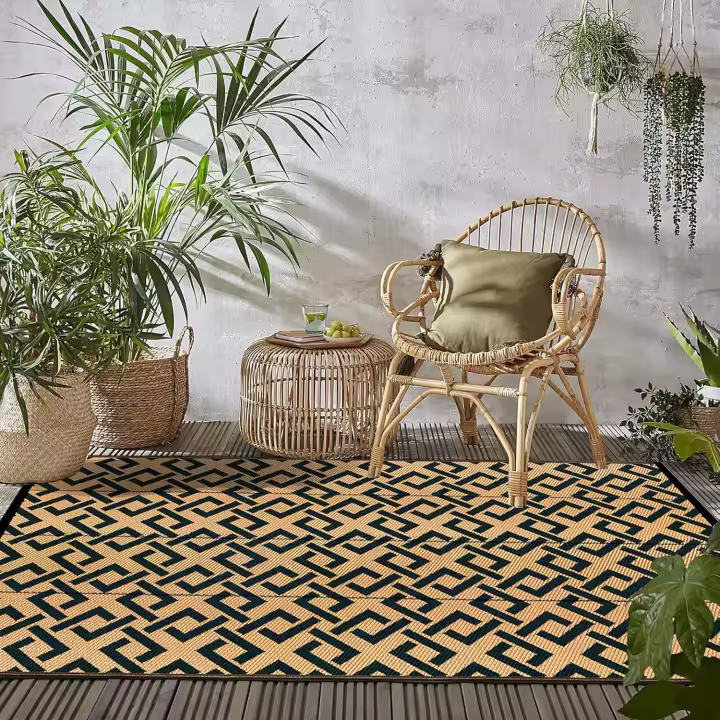 Alfombra de paja de plástico para Exteriores de 5 'x 7', alfombra de paja de plástico para Exteriores, alfubra impermeable, alfubra de Patio de liquidación para patio trasero, Terraza, picnic, Playa, campamento - 1
