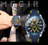 Reloj De Pulsera Deportivo Militar Para Hombre MEGIR Resistente Al Agua Con Correa De Silicona Azul Lujo Marca Top Mano Luminosa - details 1
