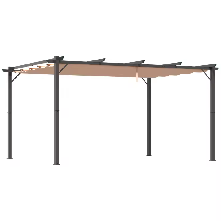 Pérgola gazebo 3x4 m con Techo de tela de Aluminio ajustable, Toldos grises y marrones para Terraza y Jardín - 1