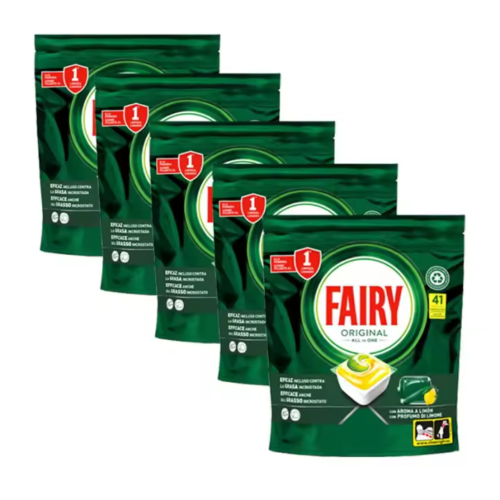 Fairy Original Todo En Uno, 205 Cápsulas De Lavavajillas, Limón, Efectivas Incluso En La Grasa Reseca  5x41 Cápsulas - 1