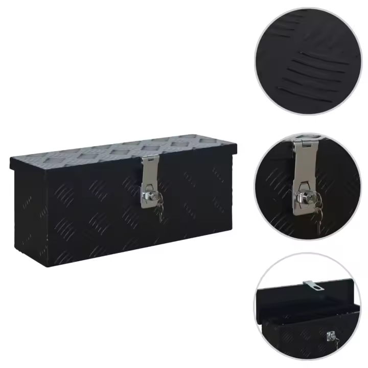 vidaXL Caja de aluminio 485x140x200 mm negra - 1