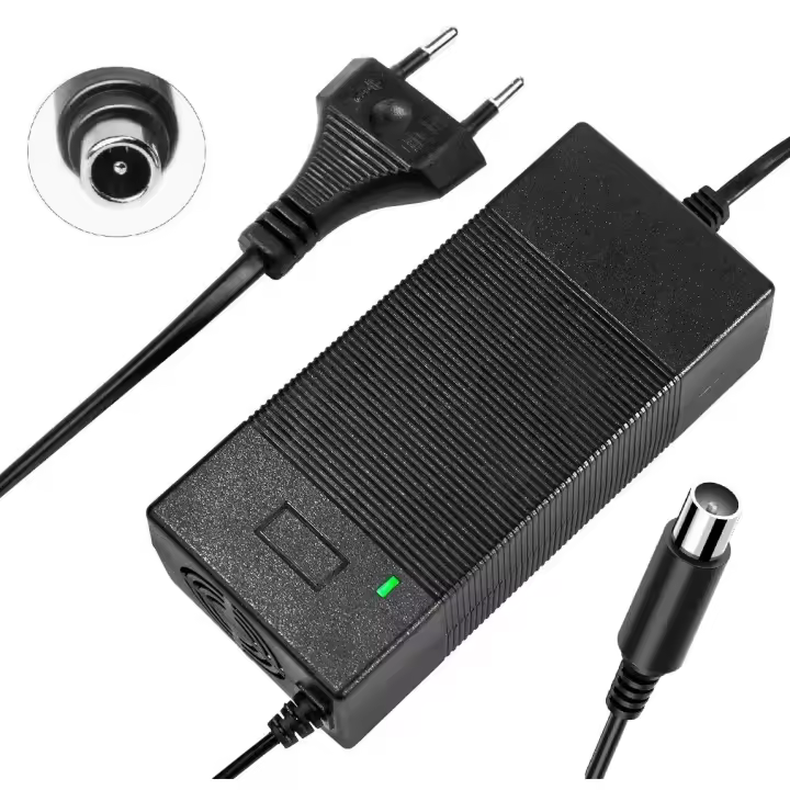 Cargador 54.6V 2A para cargar batería de litio de 48V ,para bicicleta eléctrica, para KUGOO KIRIN G2 PRO /G2 MAX,conector RCA 10mm，E-bike.Cargador adaptador de 54.6V 13S 48V RCA conector Jack para cargador de batería de 48V - 1