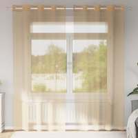 vidaXL Cortinas de gasa con ojales 2 uds negro140x225 cm en color Negro/Blanco/Tuquesa y más | protección solar decorativa para ventanas hogar oficina dormitorio fácil de instalar - details 8