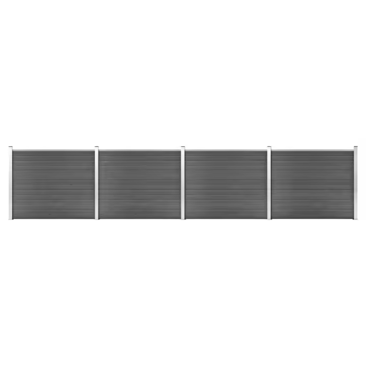 vidaXL Set de paneles de valla WPC negro 699x146 cm - 1